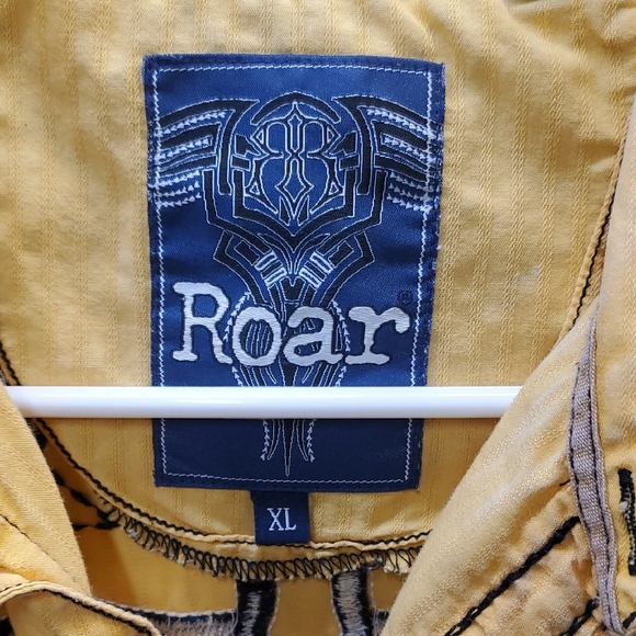 Elelant Roar Mustard Shirt Long sleeve Country Western Biker - Picture 8 of 16